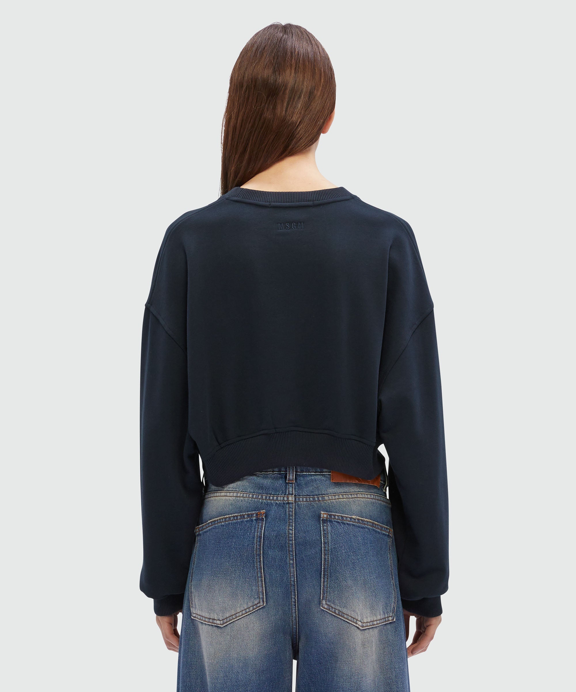 Cropped sweatshirt with rope MSGM logo - 3