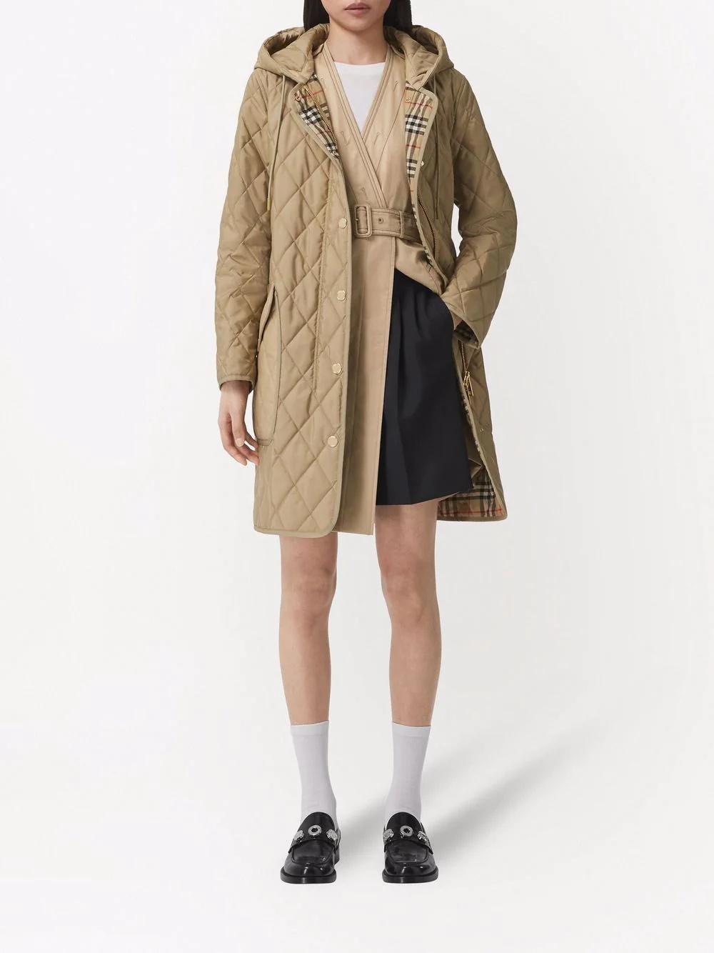 diamond-quilted hooded coat - 2