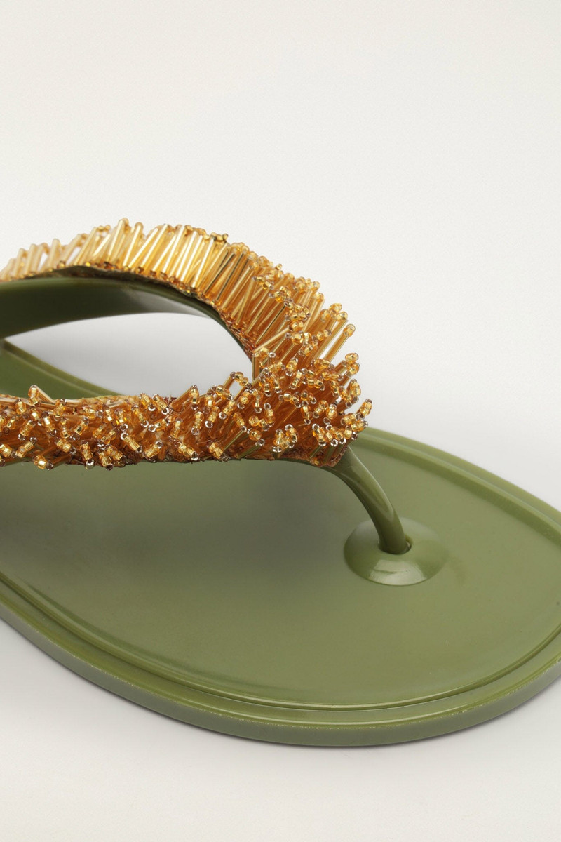Green Beaded Splash Jelly Sandal 5