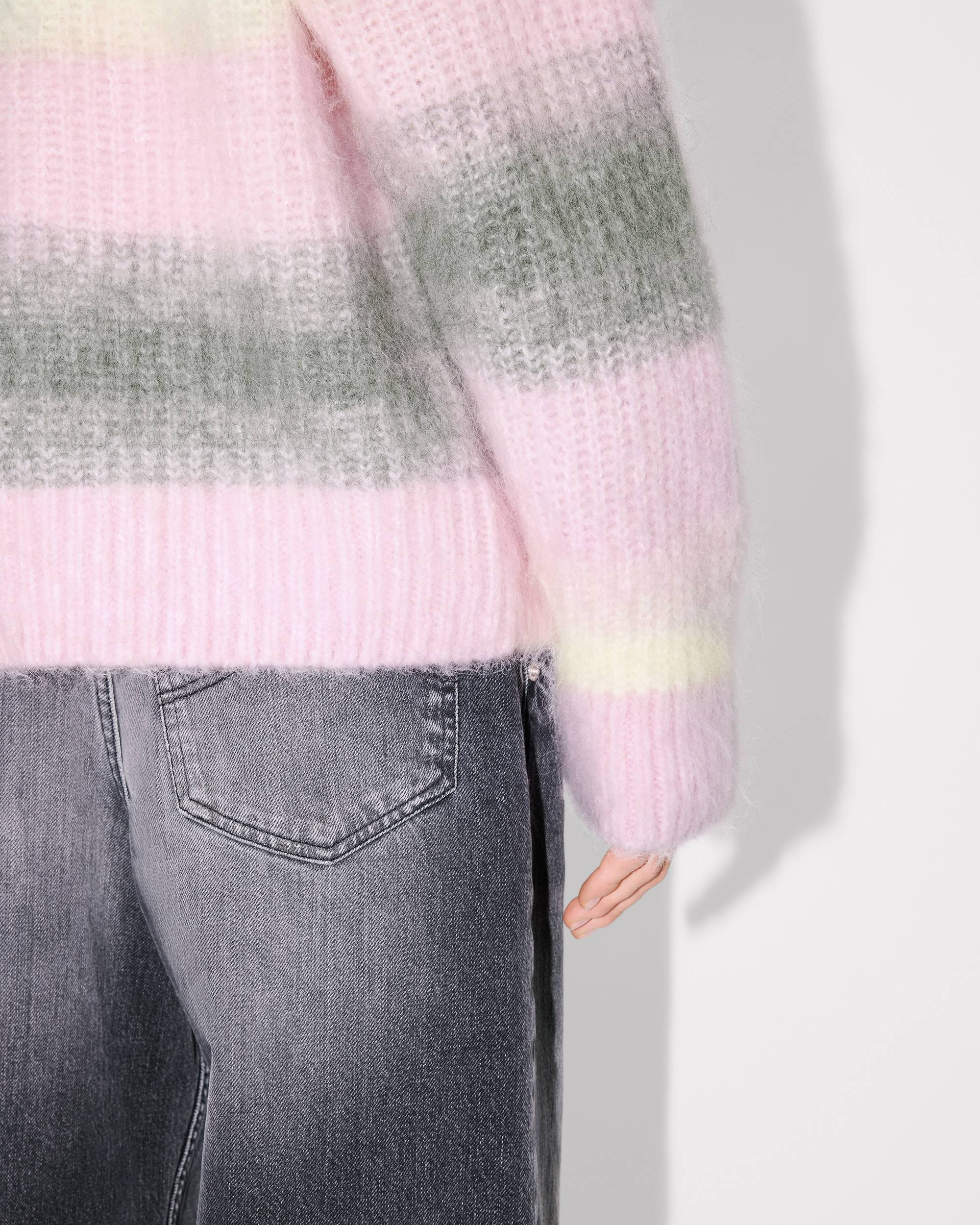 'KENZO Speed Stripe' hairy knitted cardigan in alpaca wool - 9