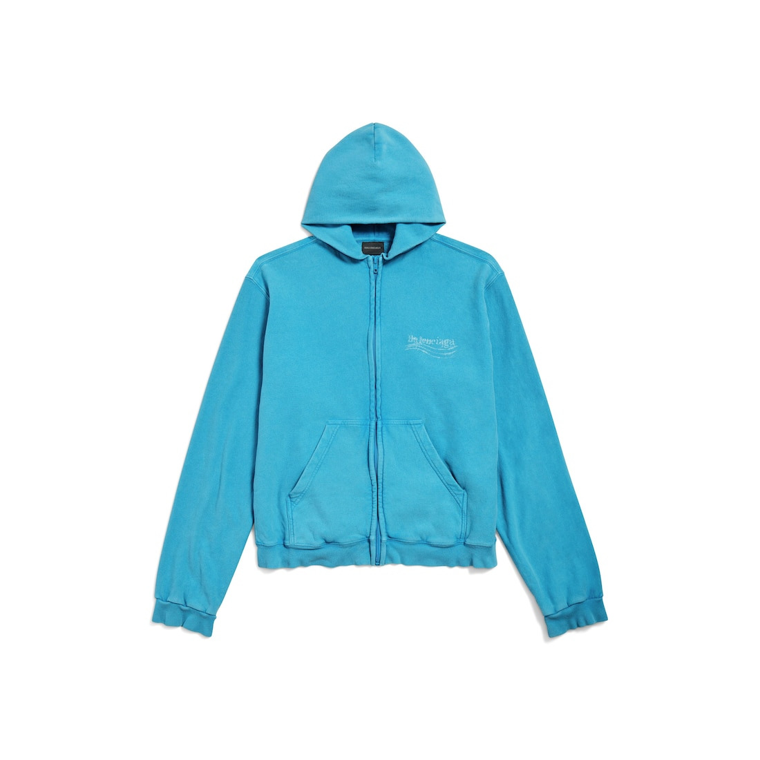 Women's Washed Crayon Political Zip-up Hoodie Regular Fit in Azure - 1