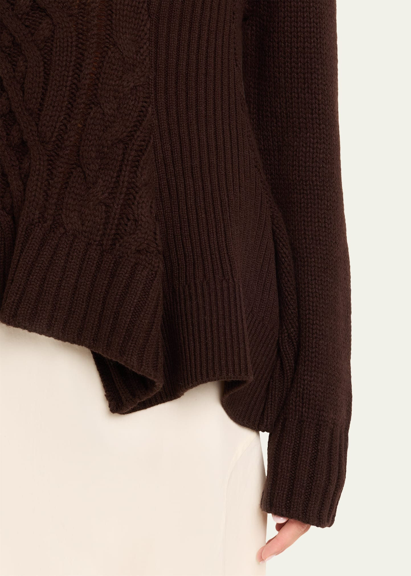 Cable Knit Asymmetric Peplum Sweater - 5