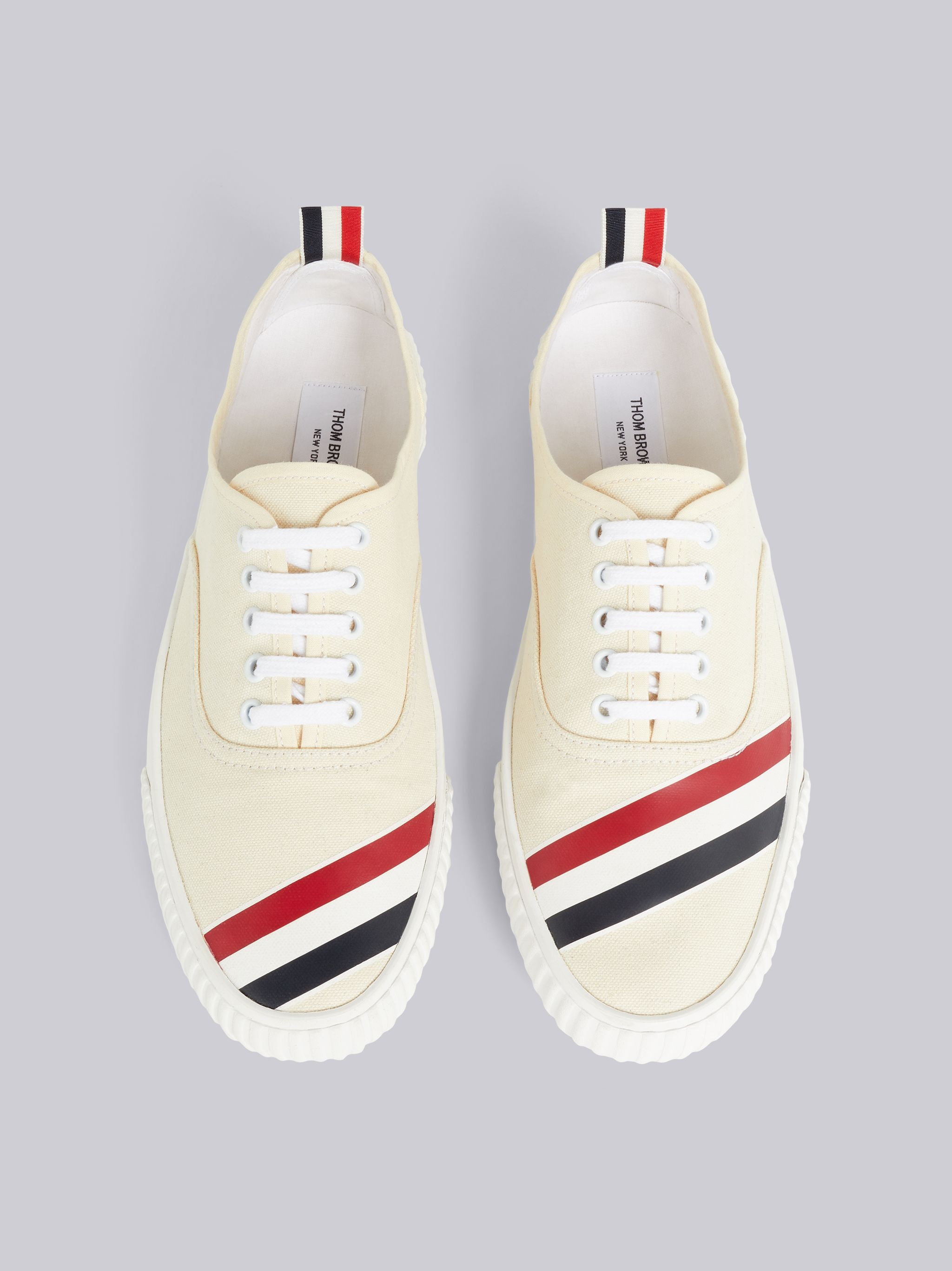 Natural Cotton Canvas Diagonal Stripe Heritage Sneaker - 4