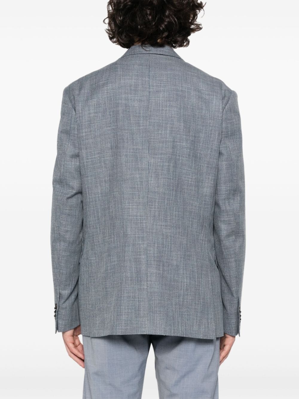 checked single-breasted blazer - 4