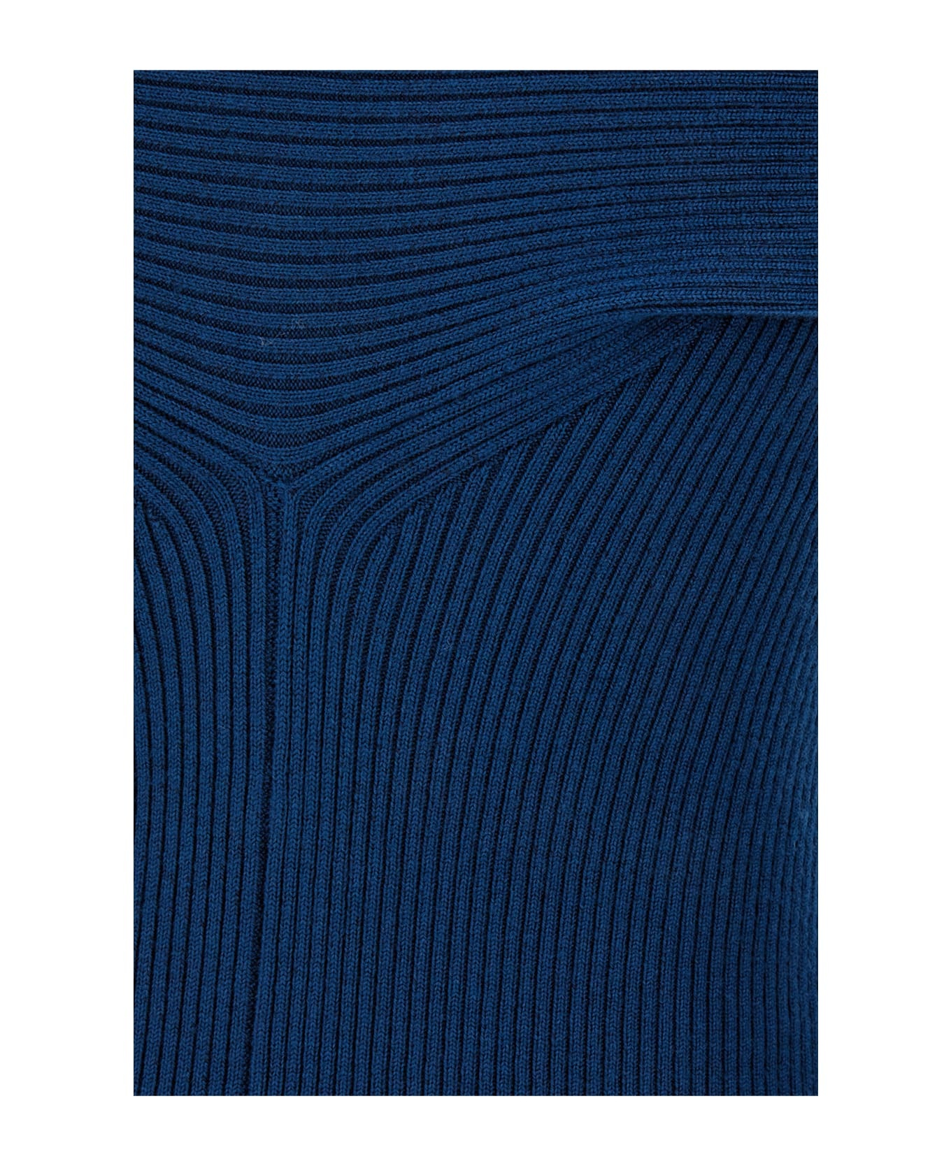 Petrol Blue In Stretch Wool Blend Cardigan - 3