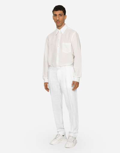 Dolce & Gabbana Linen-blend Martini-fit shirt with DG embroidery outlook