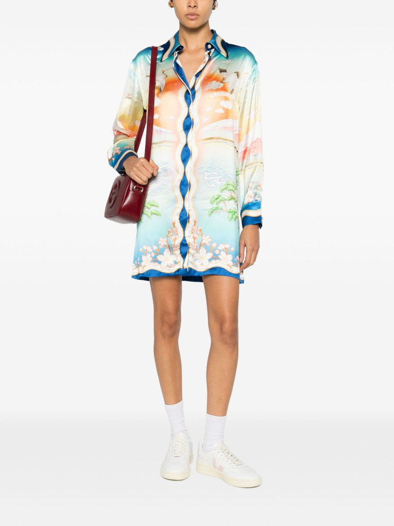 CASABLANCA crane-print midi dress outlook