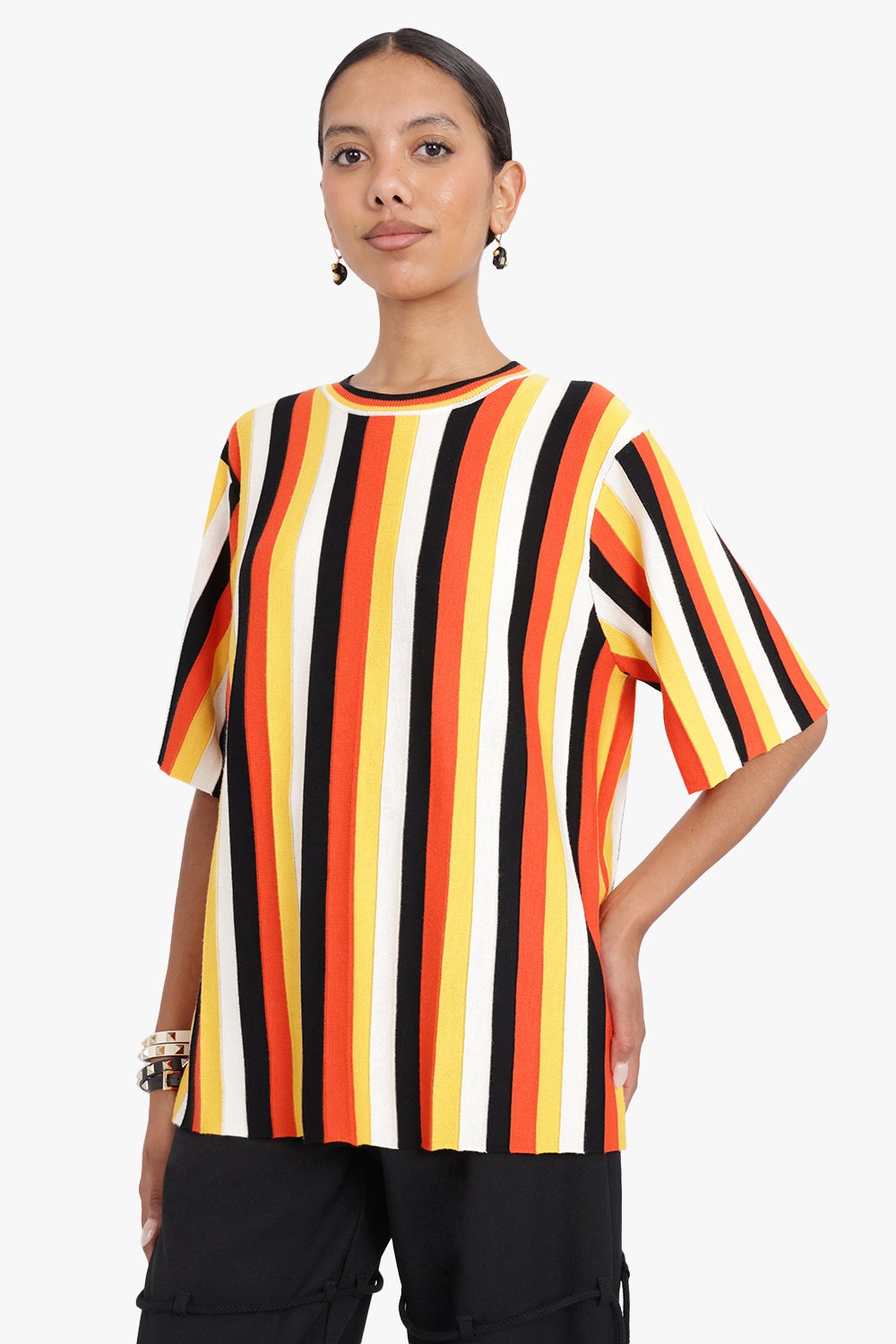STRIPE KNIT TOP | MULTICOLOUR ORANGE - 3