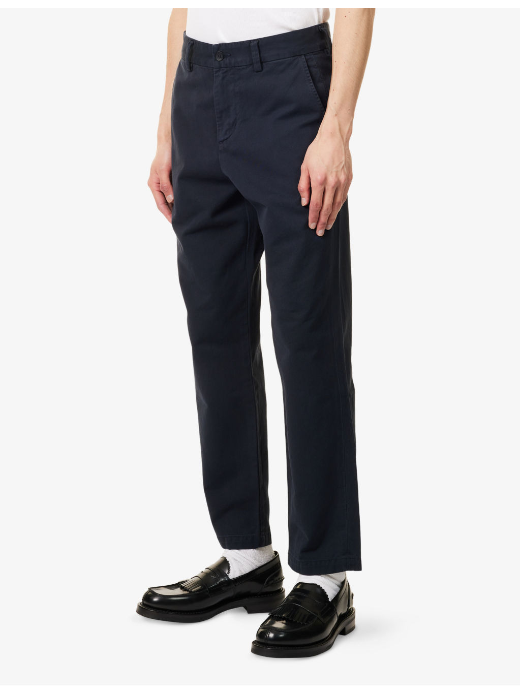 Flat Front Chino Tapered-Leg Cotton Trousers - 3