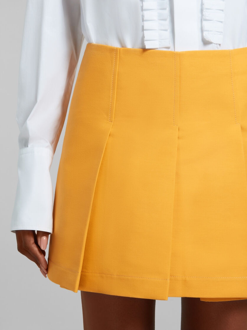 ORANGE CADY MINI SKIRT WITH WIDE PLEATS - 4