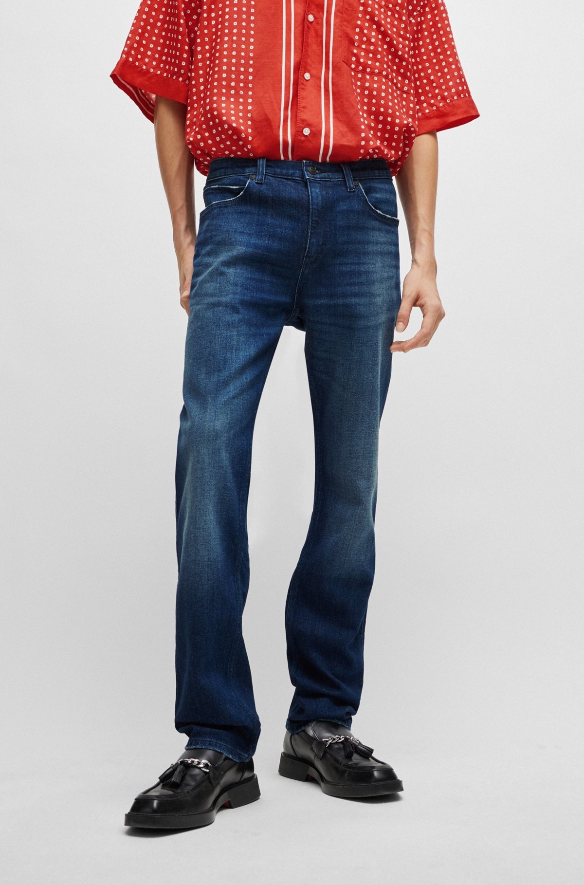 SLIM-FIT JEANS IN BLUE STRETCH DENIM - 2