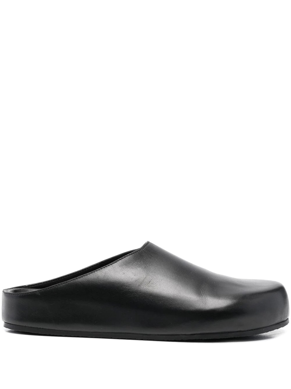 round-toe leather slippers - 1