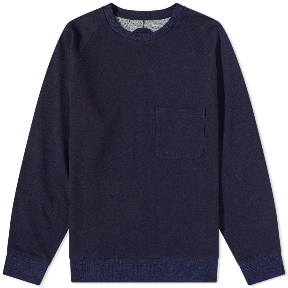 Blue Blue Japan Yarn Dyed Crew Neck Pocket Sweat - 1