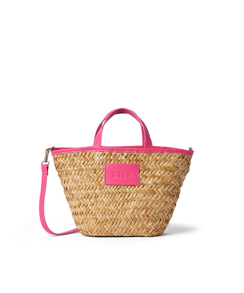Large straw tote bag with accomanying mini pouch 1