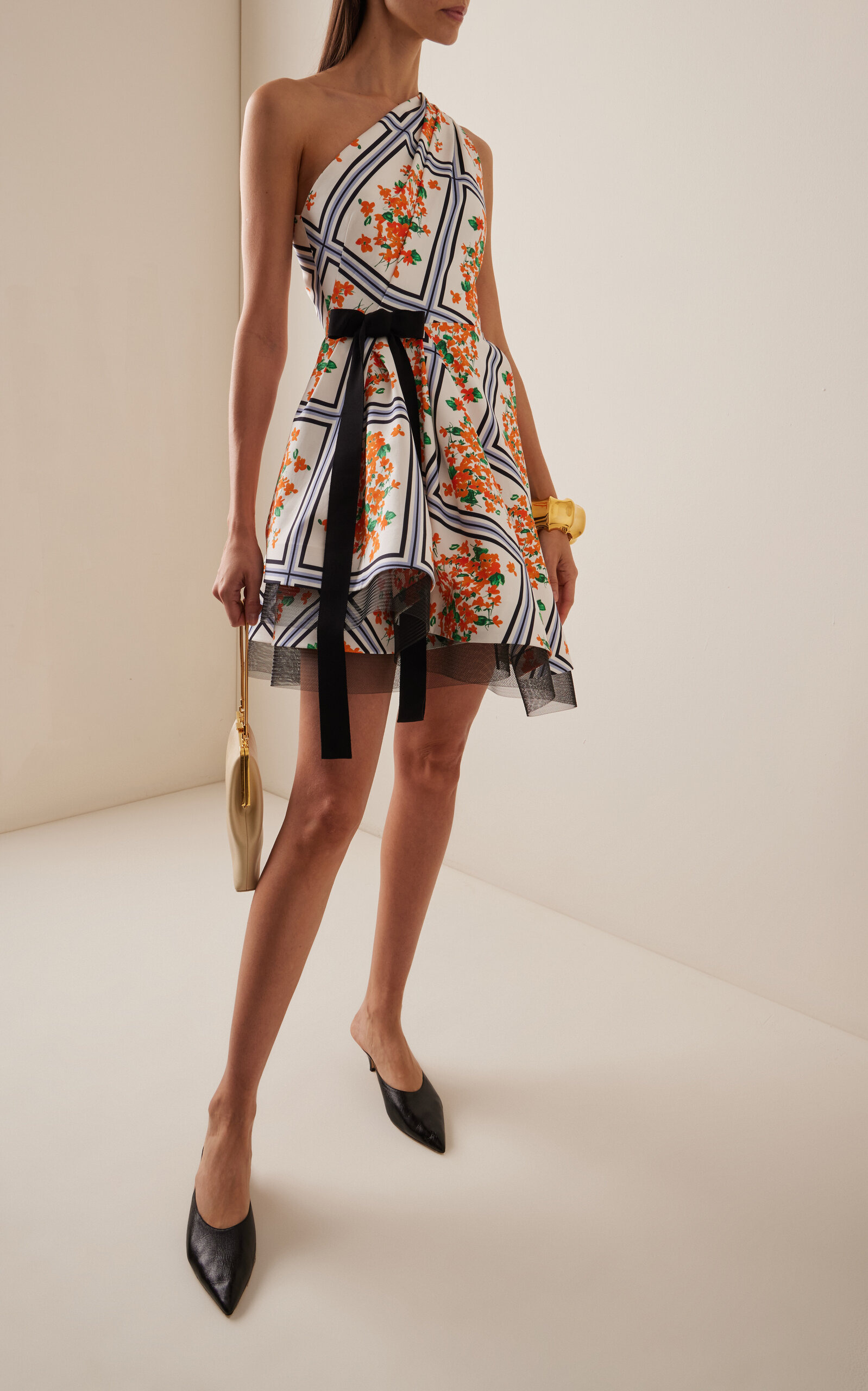Asymmetric Cotton Faille Mini Dress multi - 2