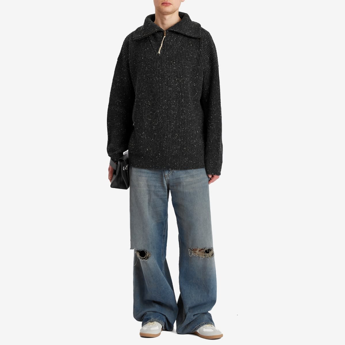 Maison Margiela Shetland wool zip sweatshirt | REVERSIBLE