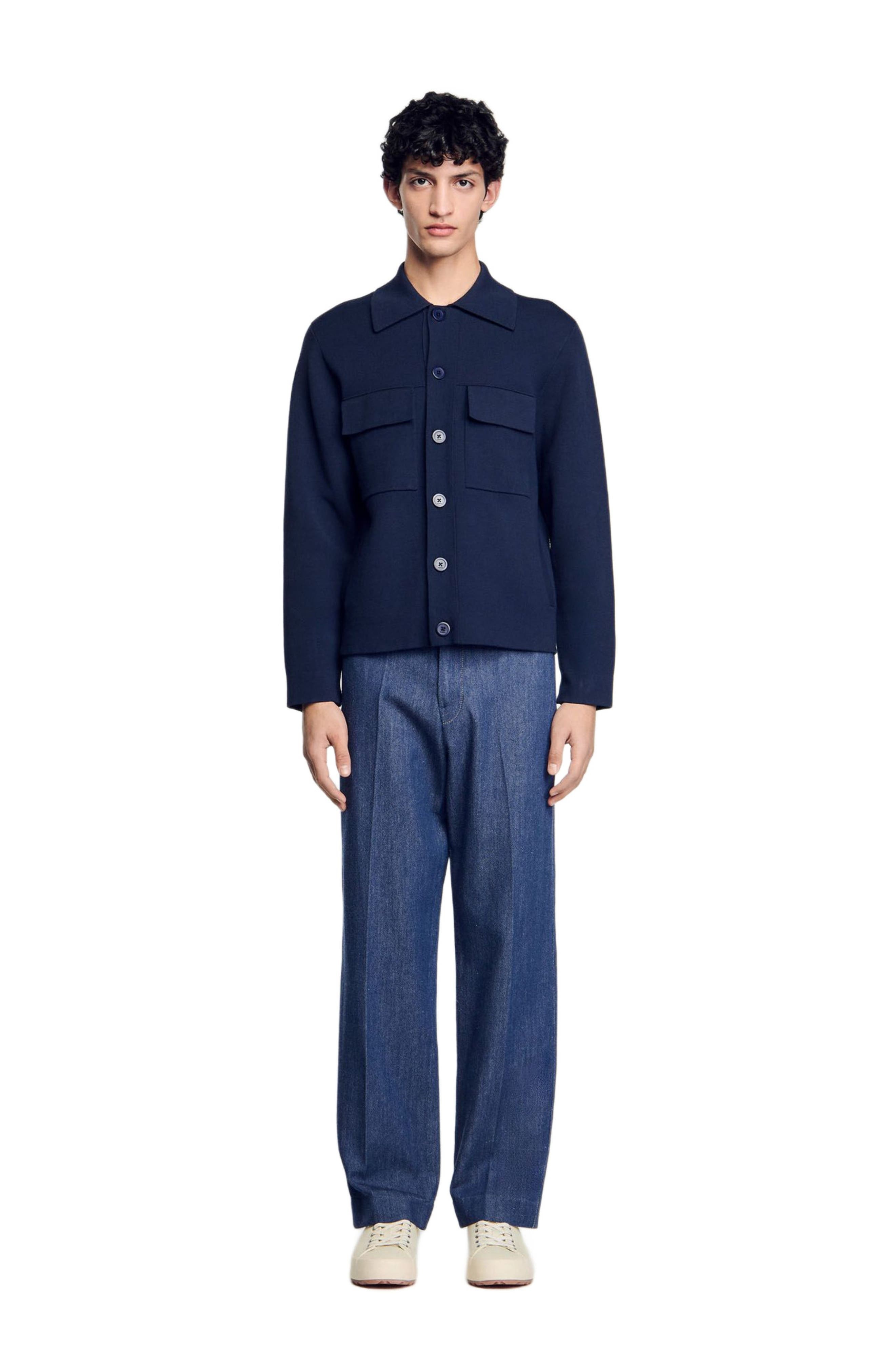 SANDRO Knit jacket in Midnight Blue at Nordstrom - 5