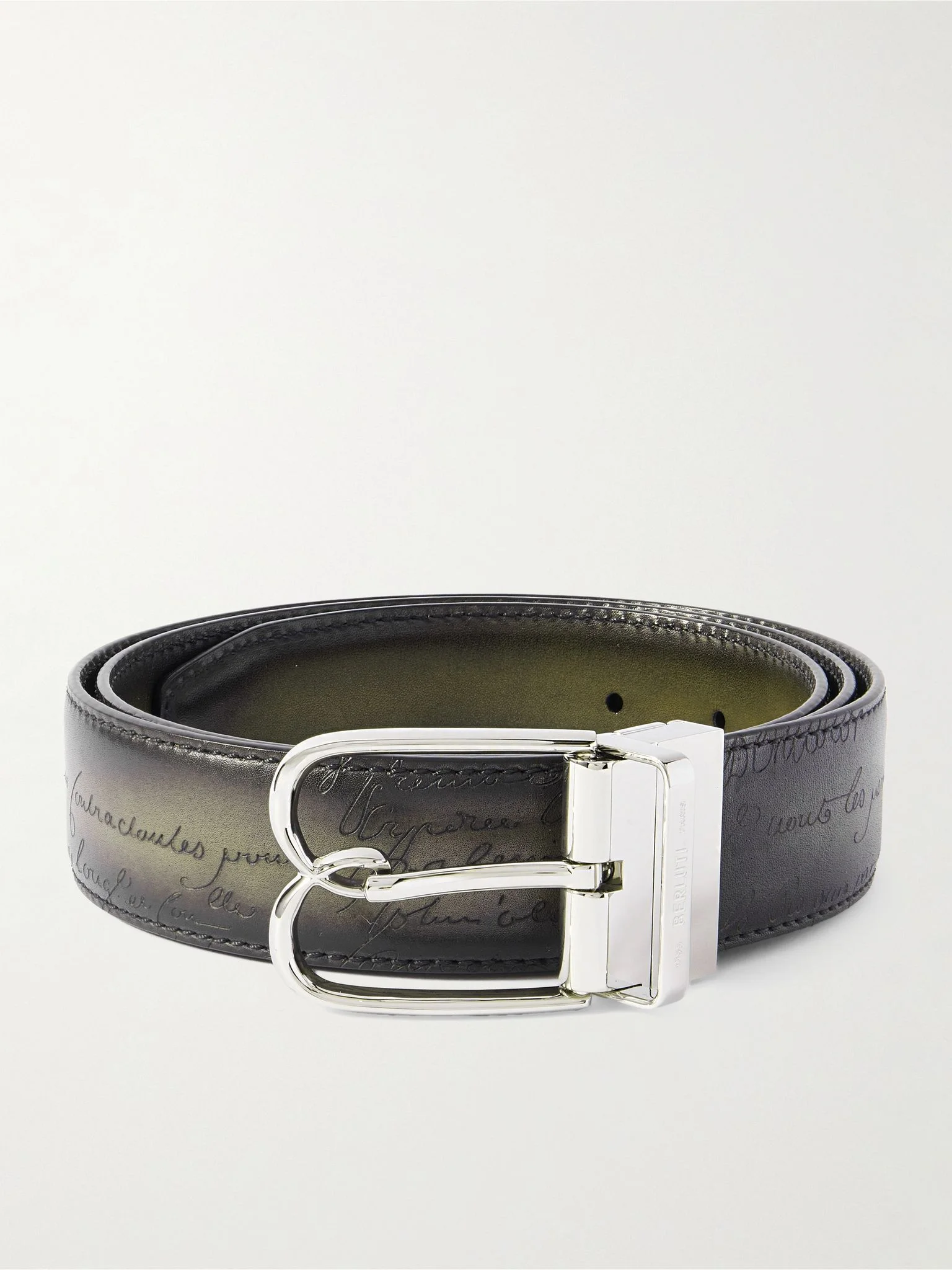 Reversible Burnished-Leather Belt Green - 1