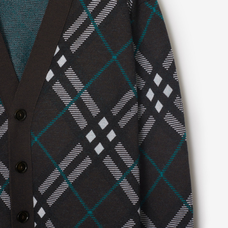 Check Wool Mohair Blend Cardigan 5