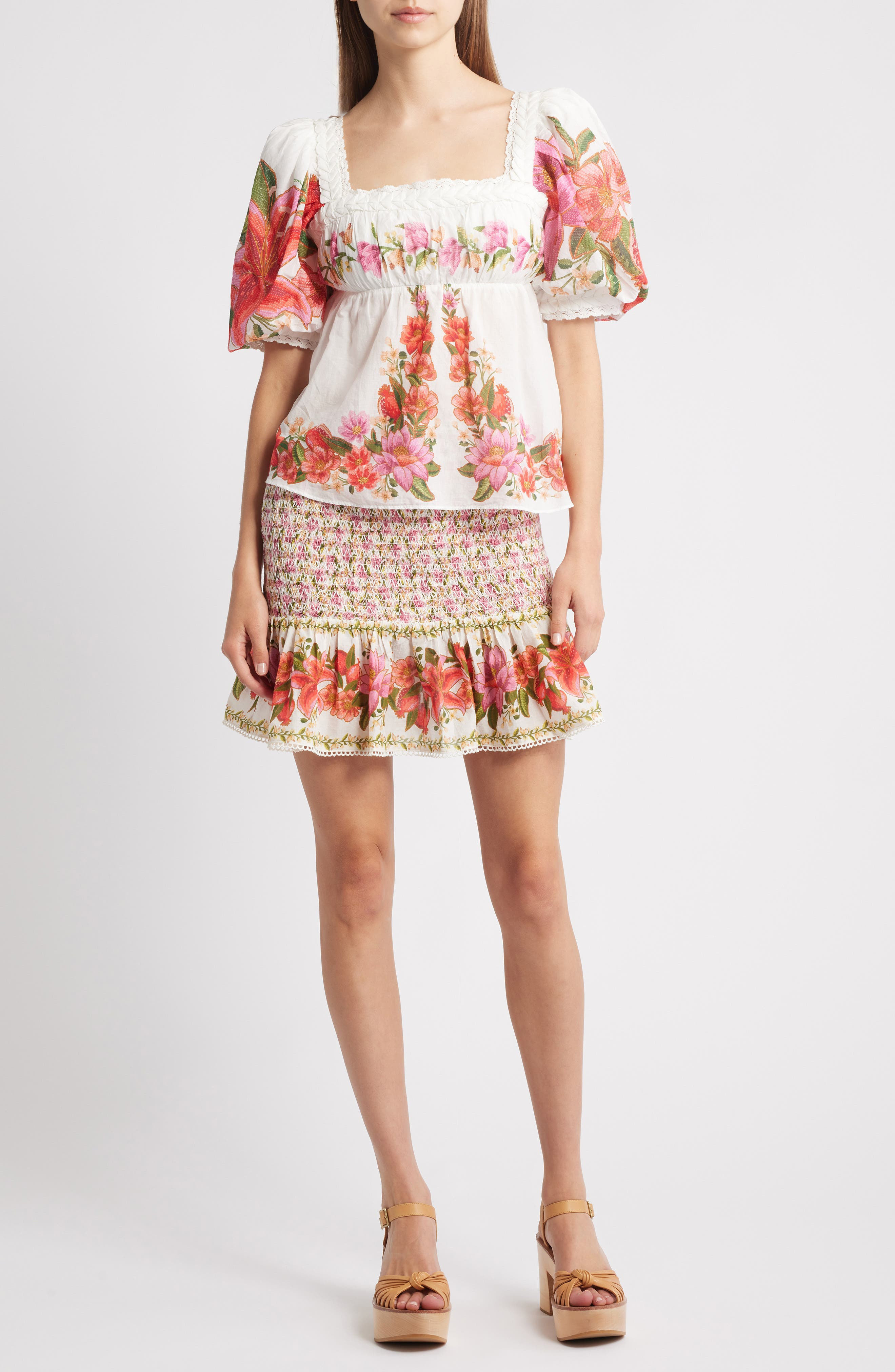 FARM Rio Floral Print Miniskirt in Off-White at Nordstrom - 7