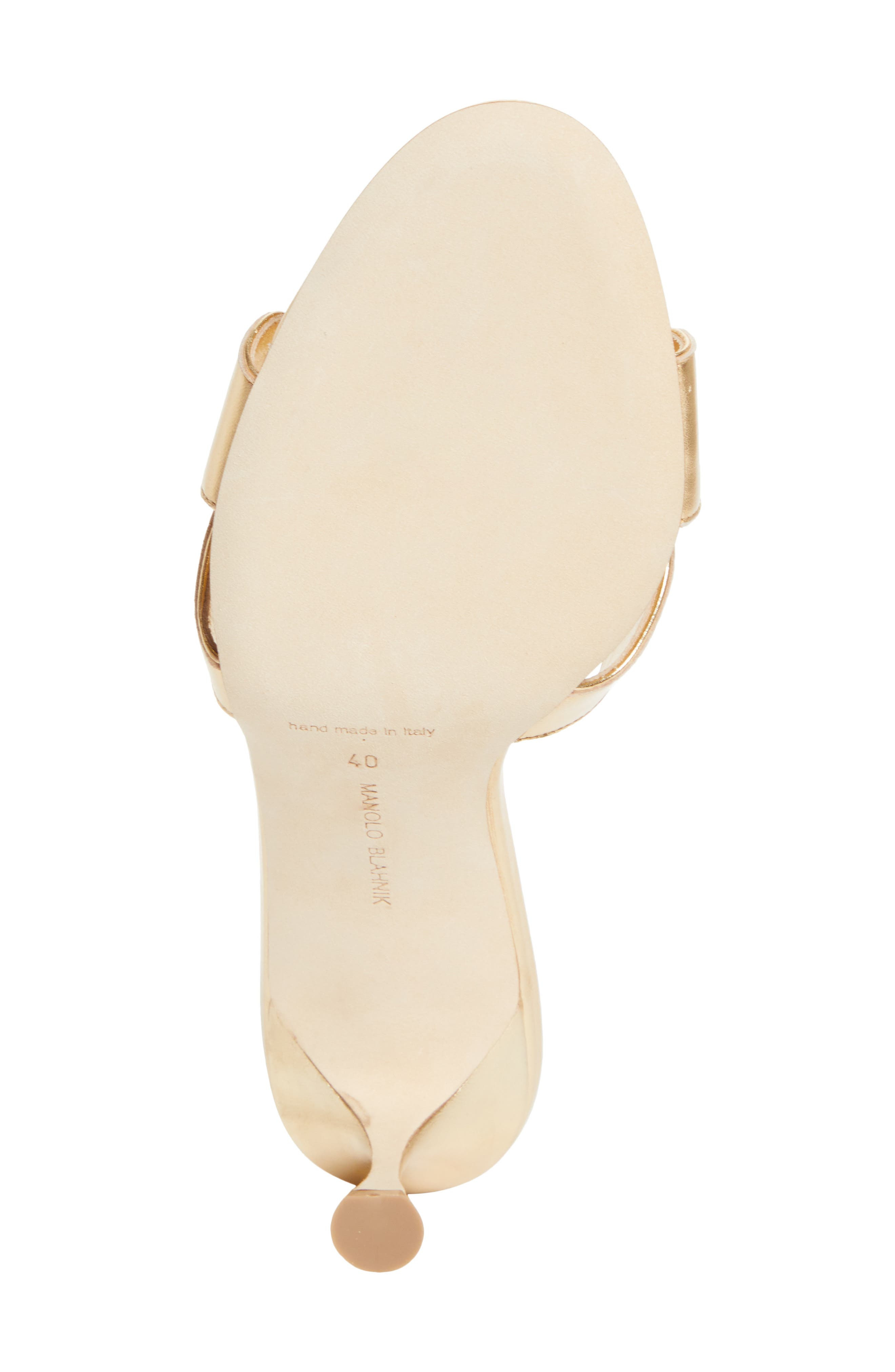 Manolo Blahnik Haribalmu Kitten Heel Sandal in Gold at Nordstrom - 6