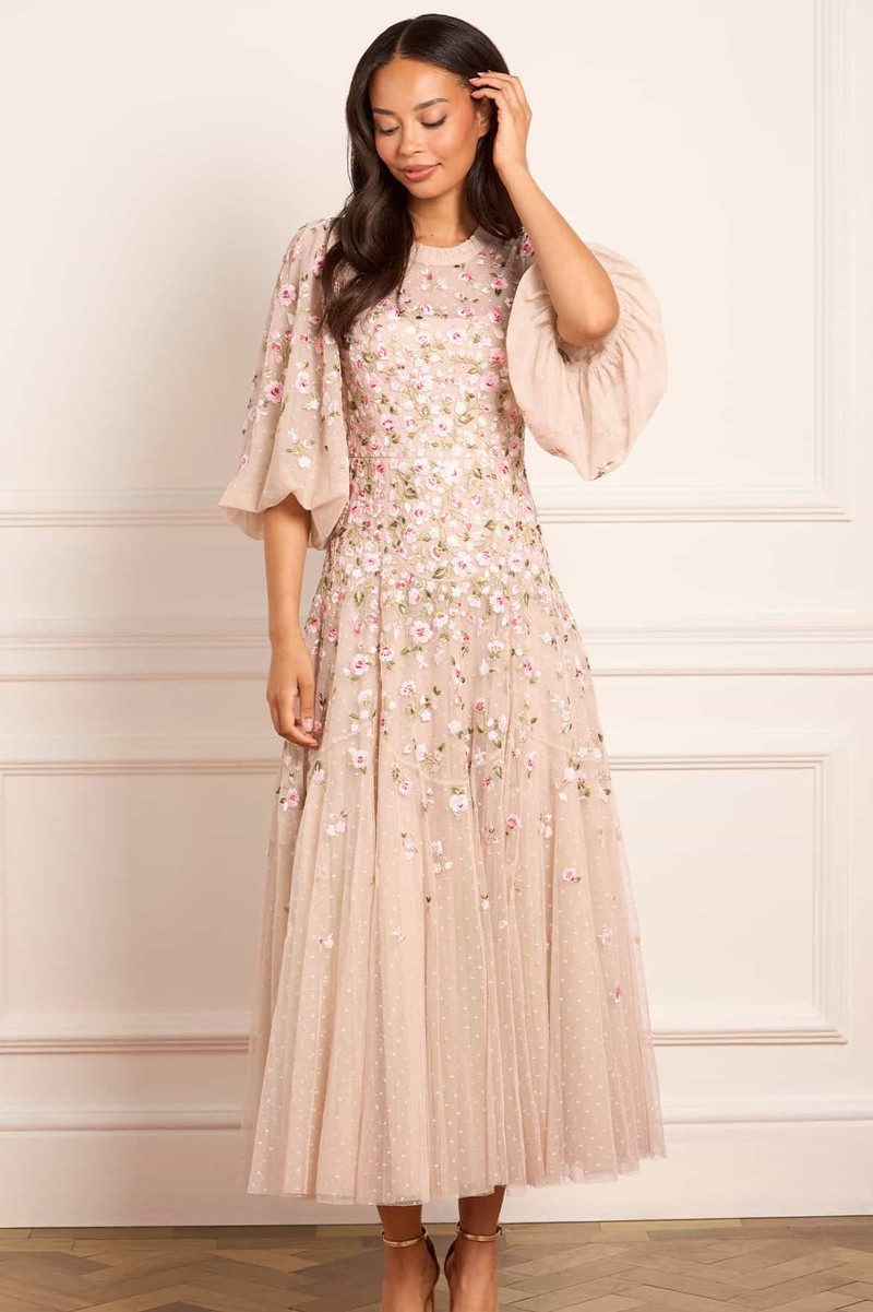 Needle & Thread Sylvia Rose Round Neck Ankle Gown outlook
