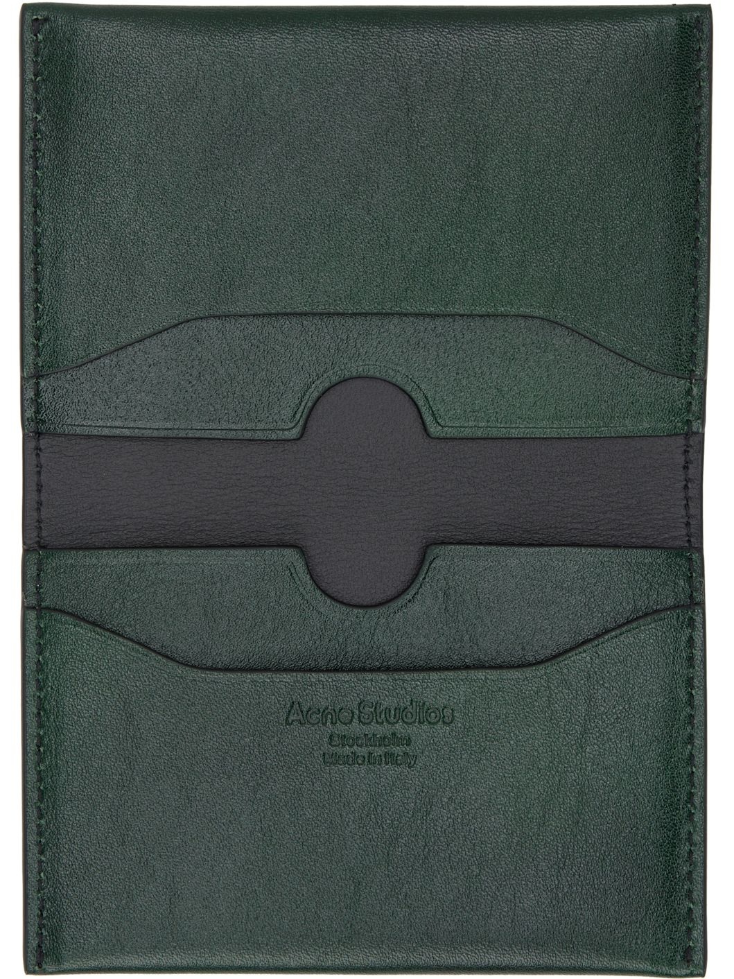 Green Folded Leather Card Holder - 3