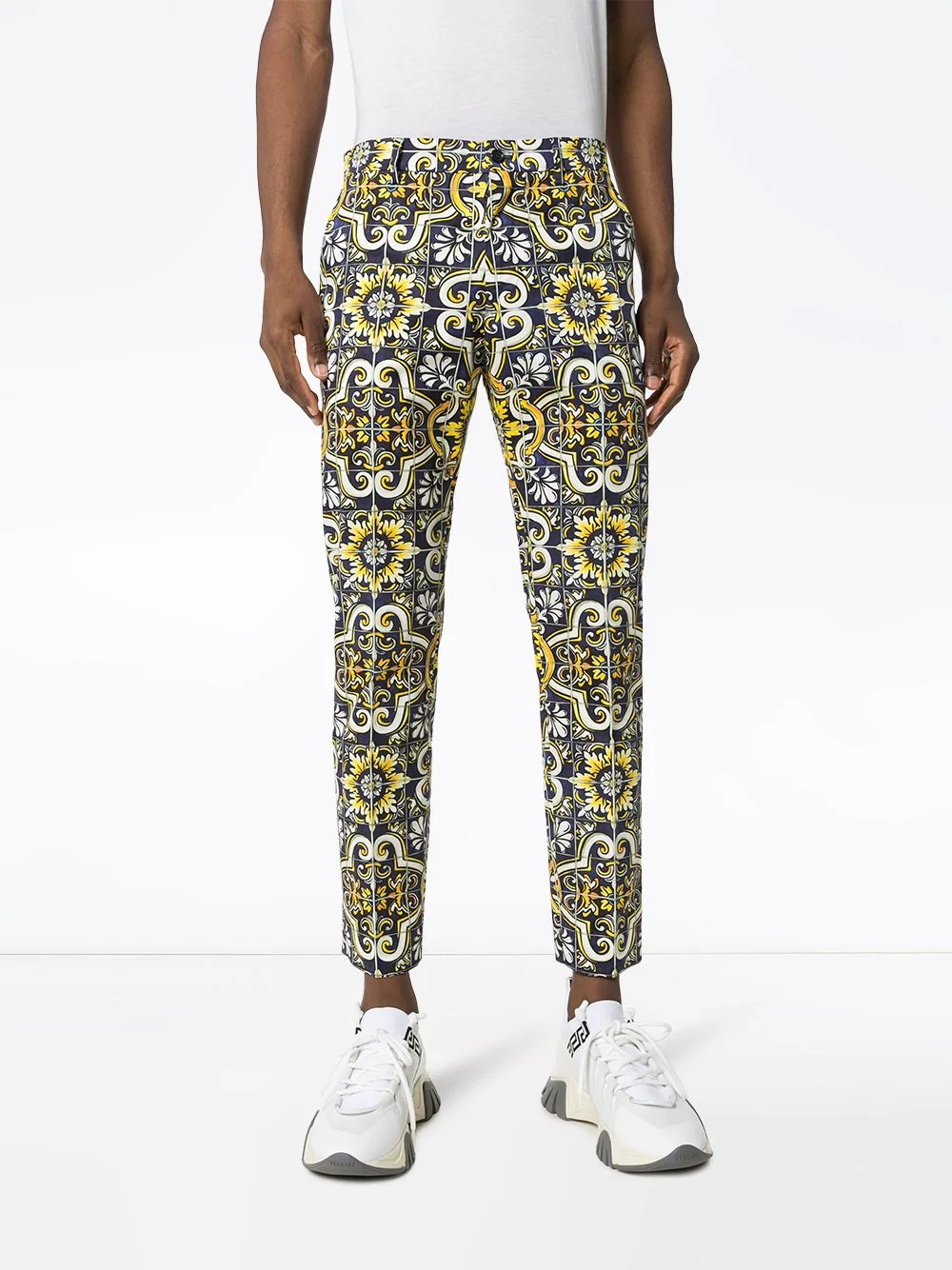 Maioliche print tailored trousers - 3