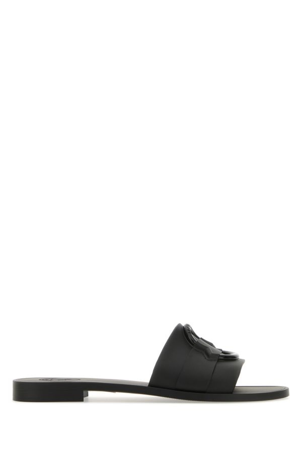 Black rubber Mon slippers - 1