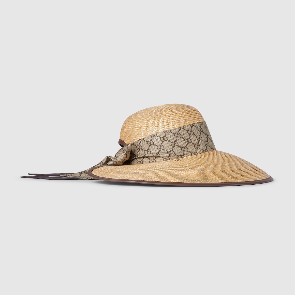 Straw wide brim hat with GG bow - 4