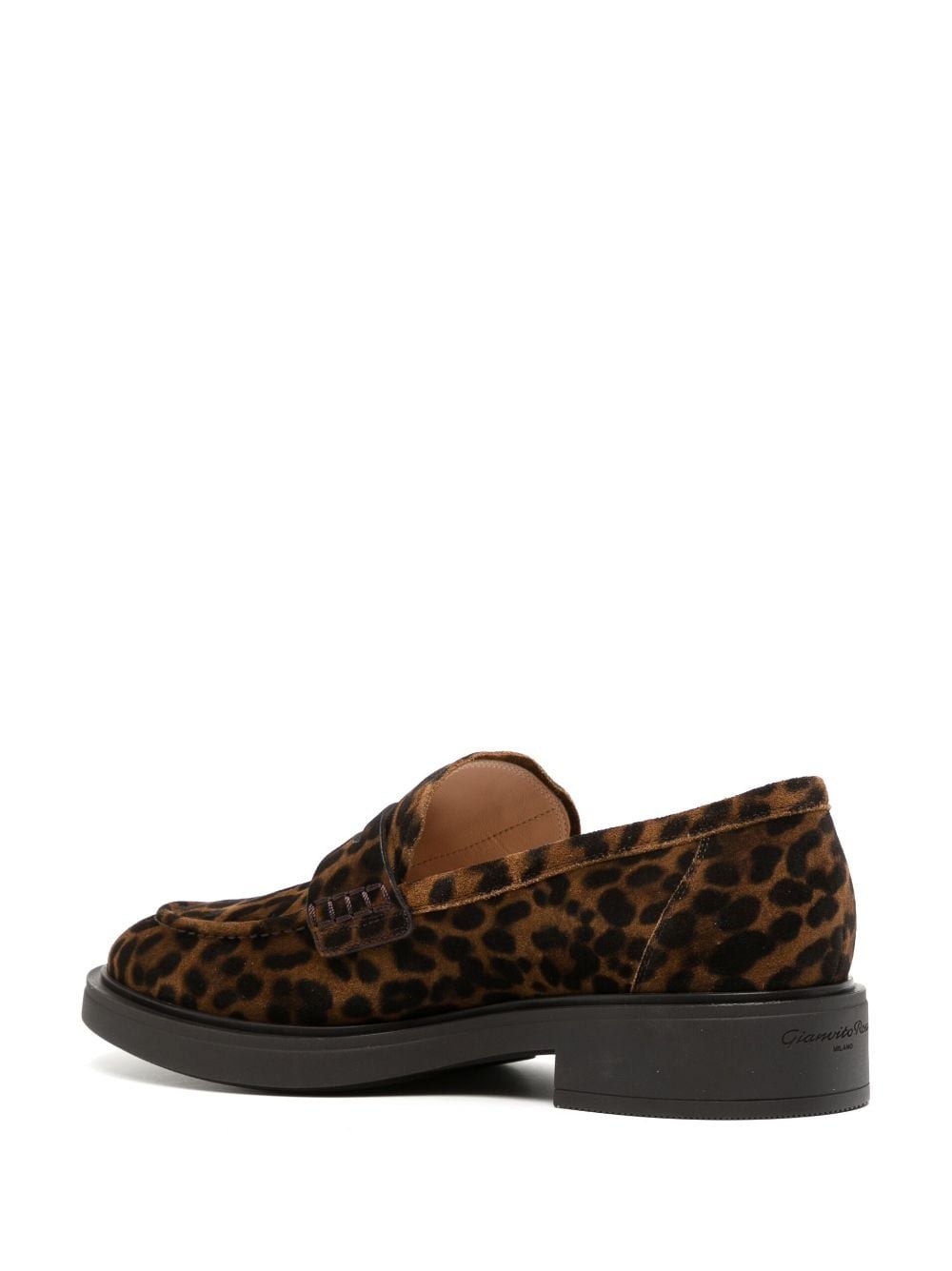 leopard-print leather loafers - 3