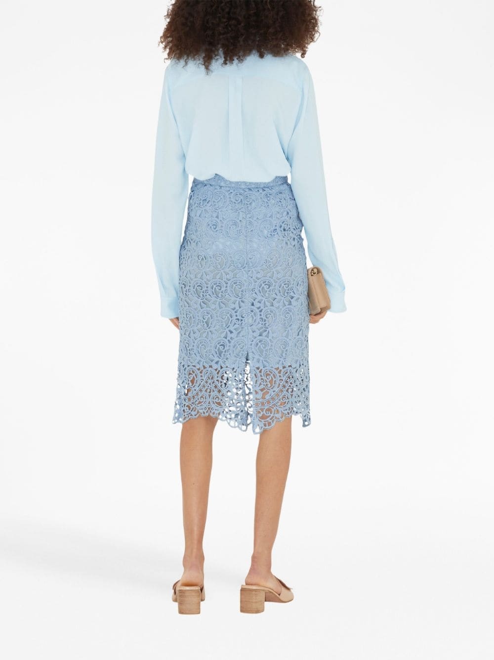 lace-embroidery pencil skirt - 4