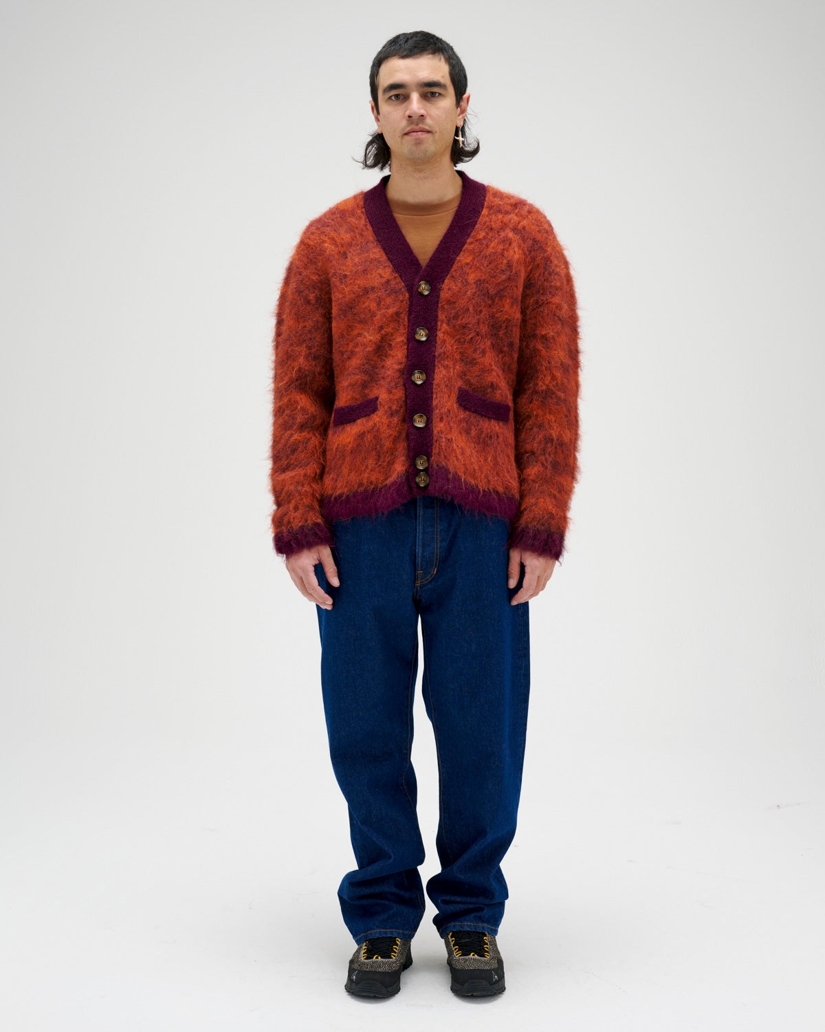 Marled Alpaca Cardigan - Purple - 9