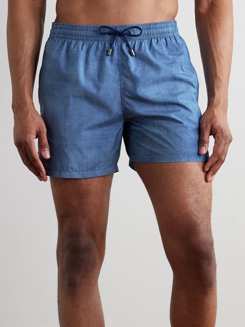 Canali Straight-Leg Mid-Length Swim Shorts Blue outlook