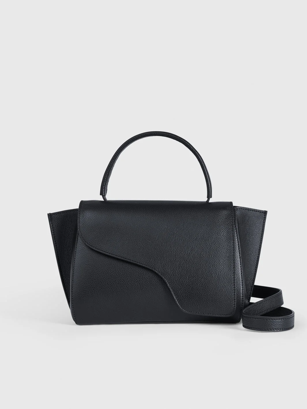 Arezzo Black Grained Leather Handbag - 1