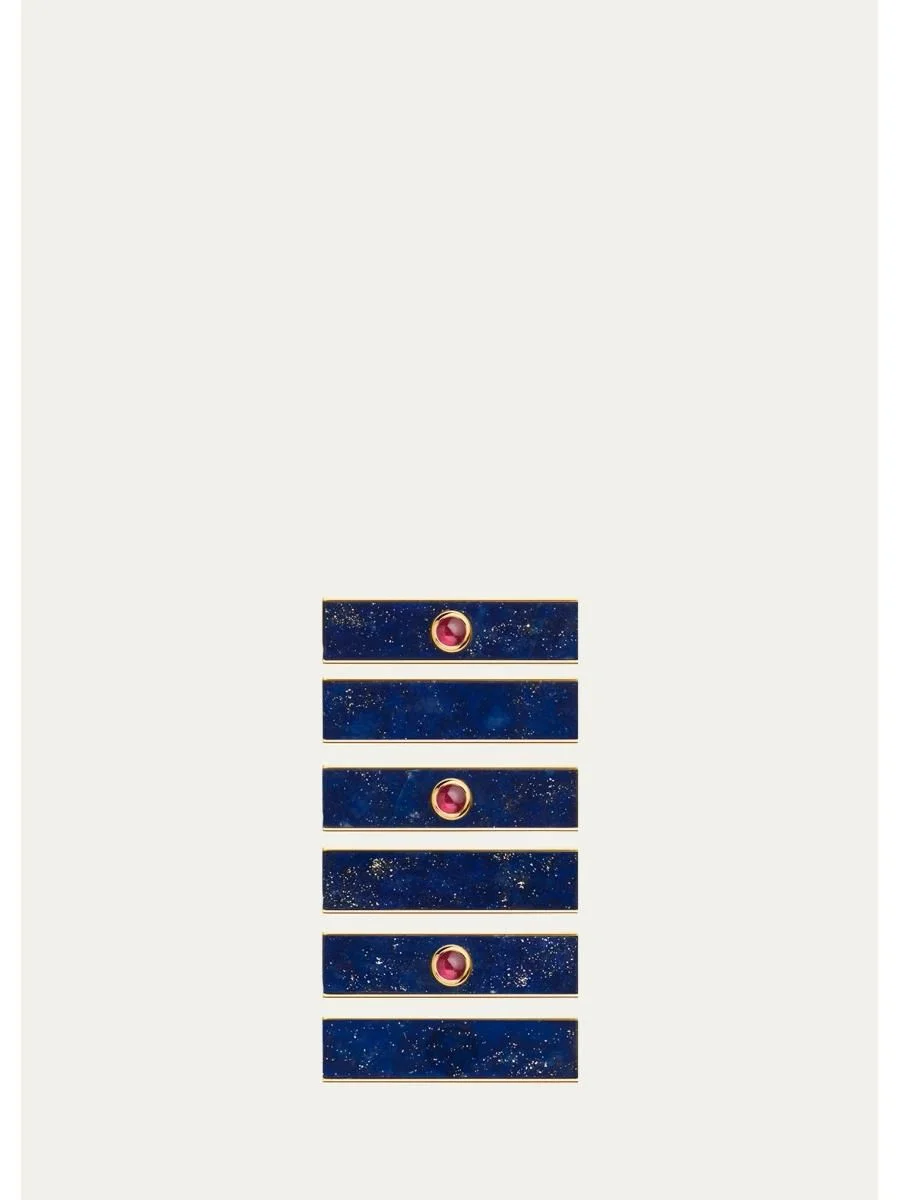 18K Yellow Gold, Lapis Lazuli & Ruby Pendant - 1
