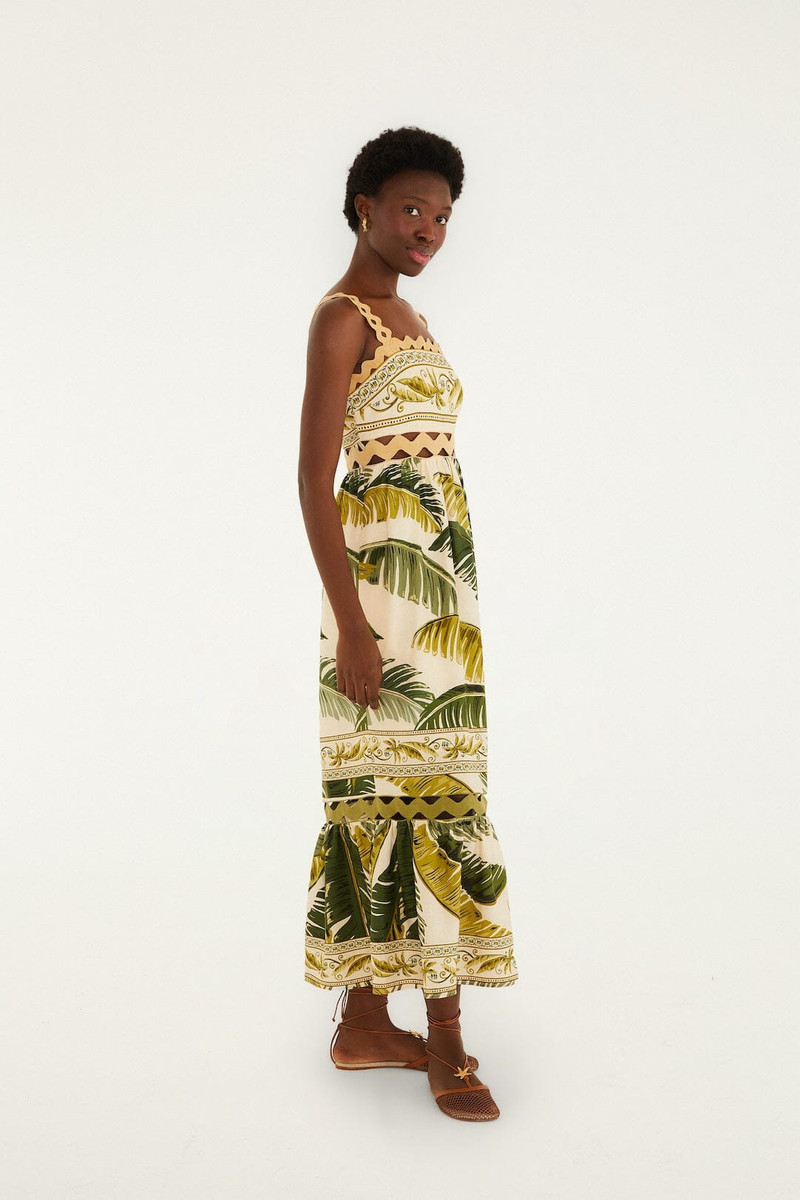 FARM RIO Sand Trancoso Wavy Trim Lenzing Ecovero Euroflax Maxi Dress outlook