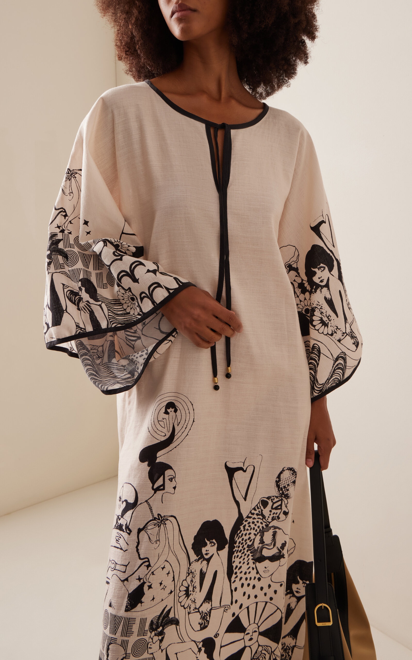 Zimmermann Maxine Cotton Midi Kaftan Dress neutral