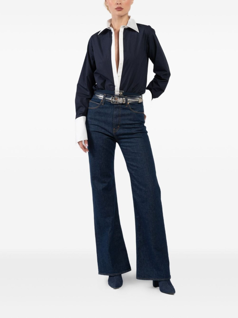 BRANDON MAXWELL Bradshaw contrast-collar poplin-knit bodysuit outlook