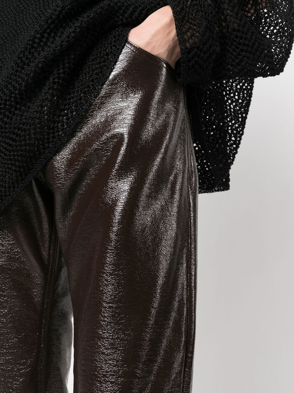 high-shine tapered trousers - 5
