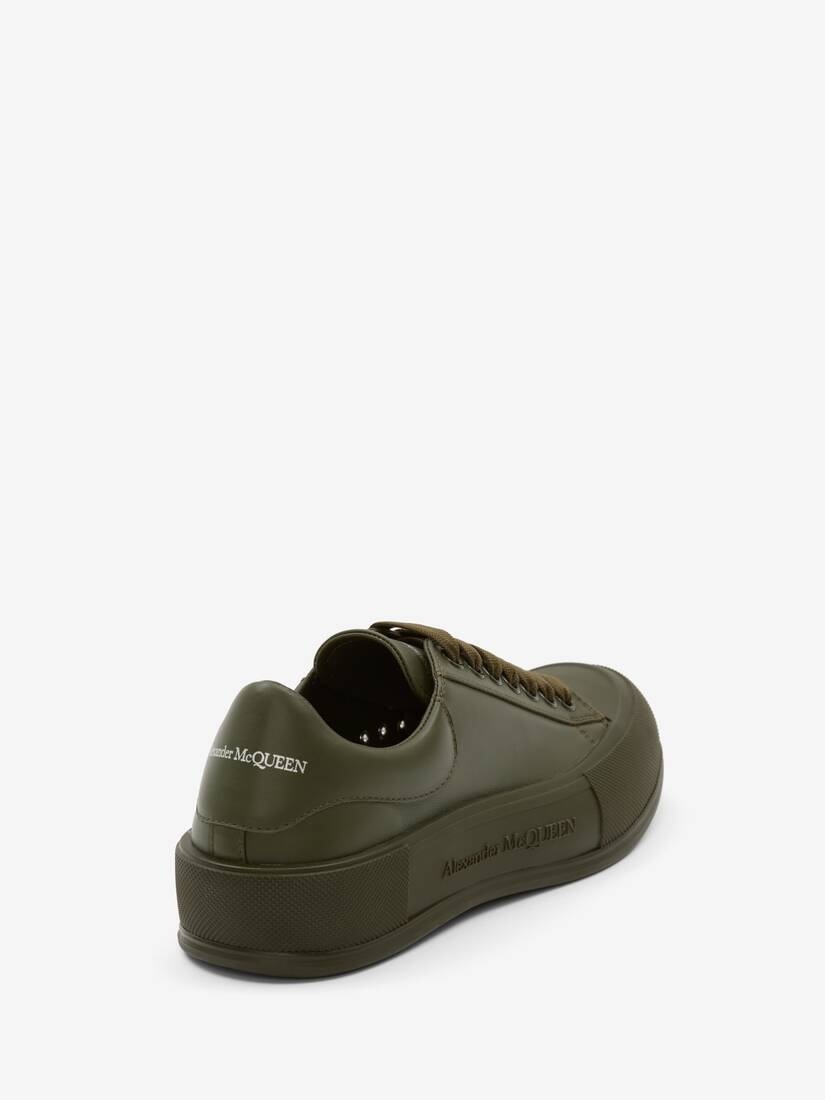 Deck Lace-up Plimsoll in Khaki - 3