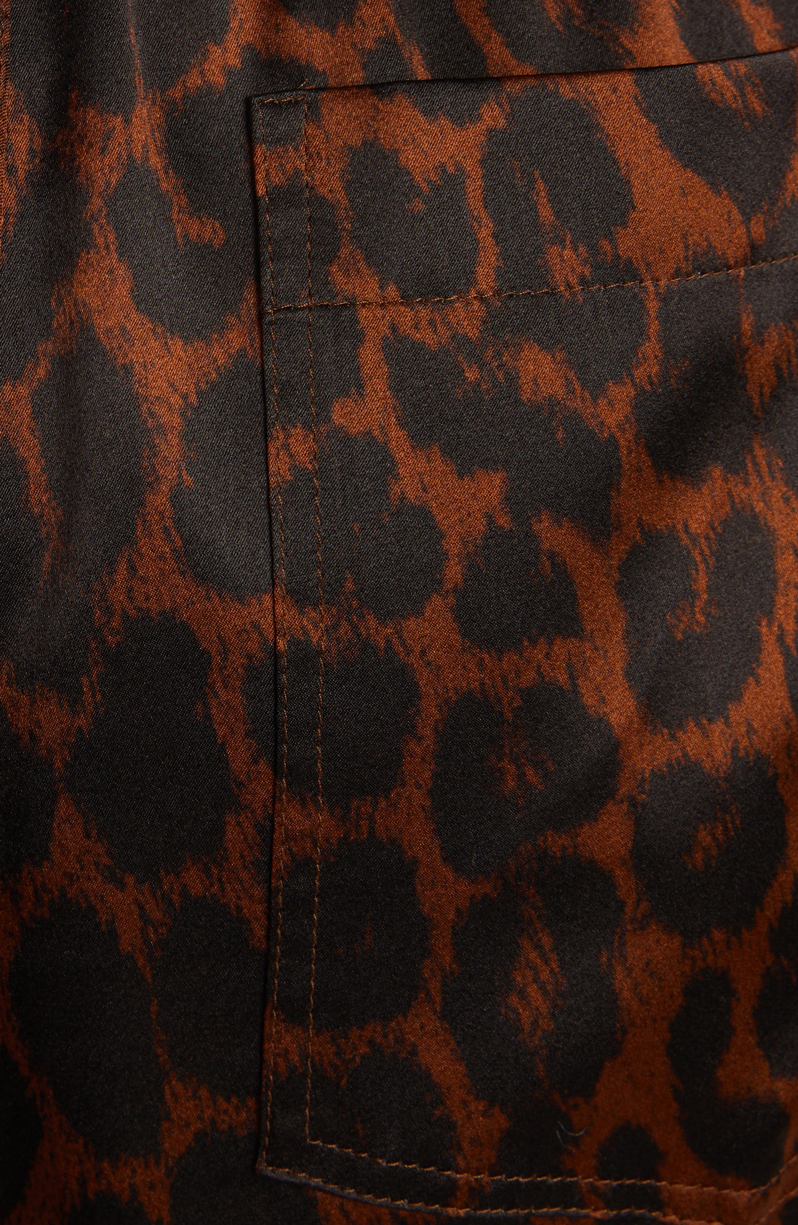 Reflected Leopard Print Stretch Silk Pajama Pants - 5