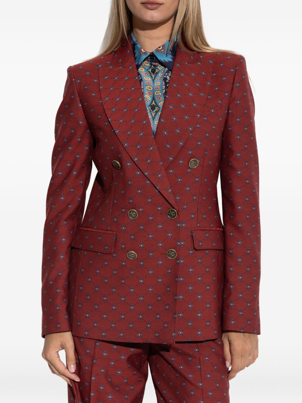 paisley-print double-breasted blazer - 3