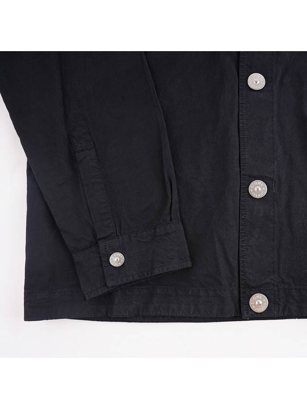 Cupro Cotton Twill Over Long Sleeve Overshirt Jacket Navy - 8