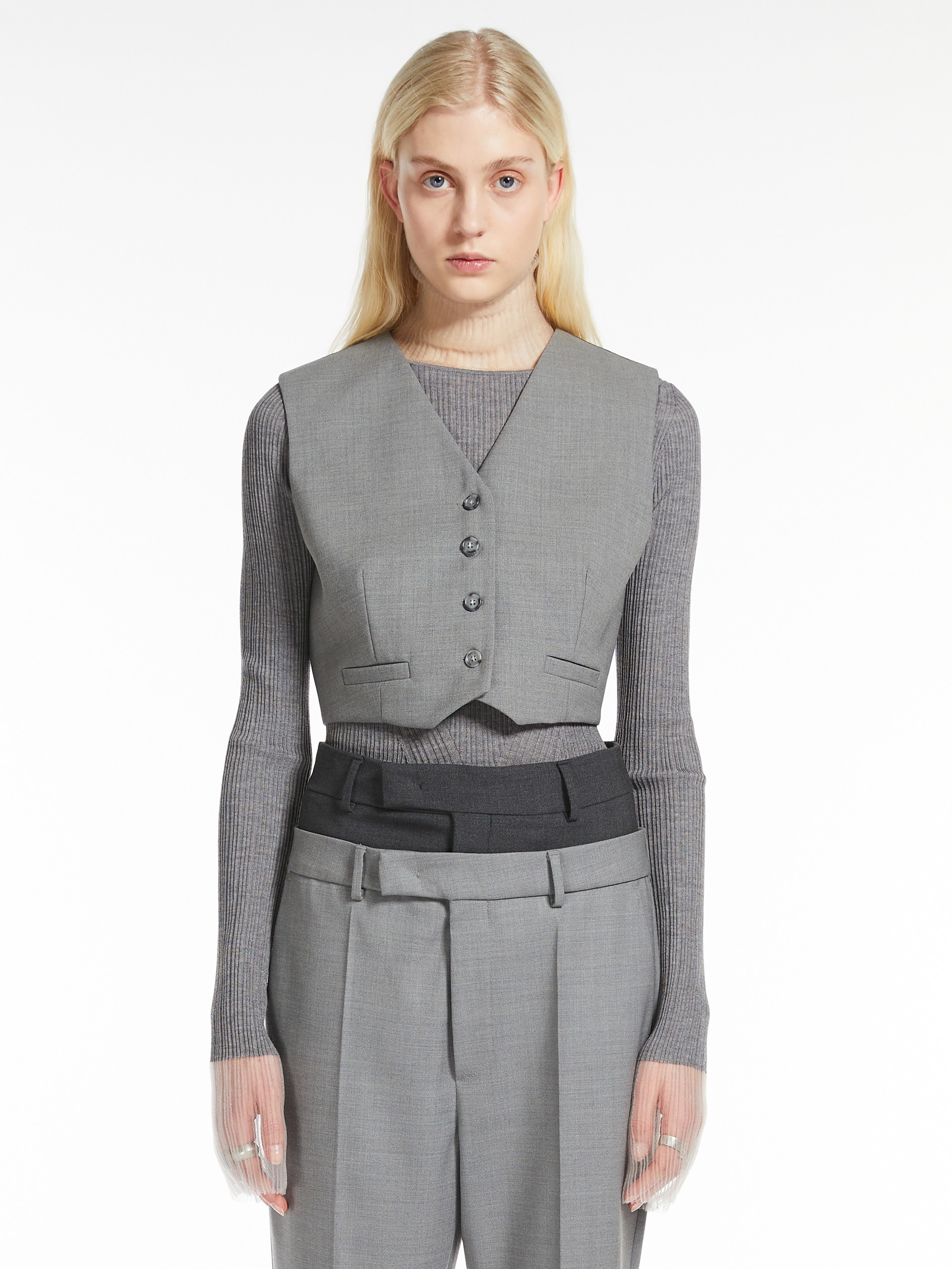 ADESSO1234 Cropped stretch wool waistcoat - 3