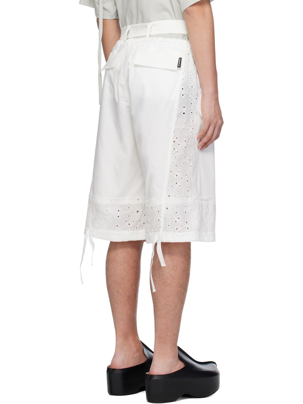 White Baggy Cargo Shorts - 3