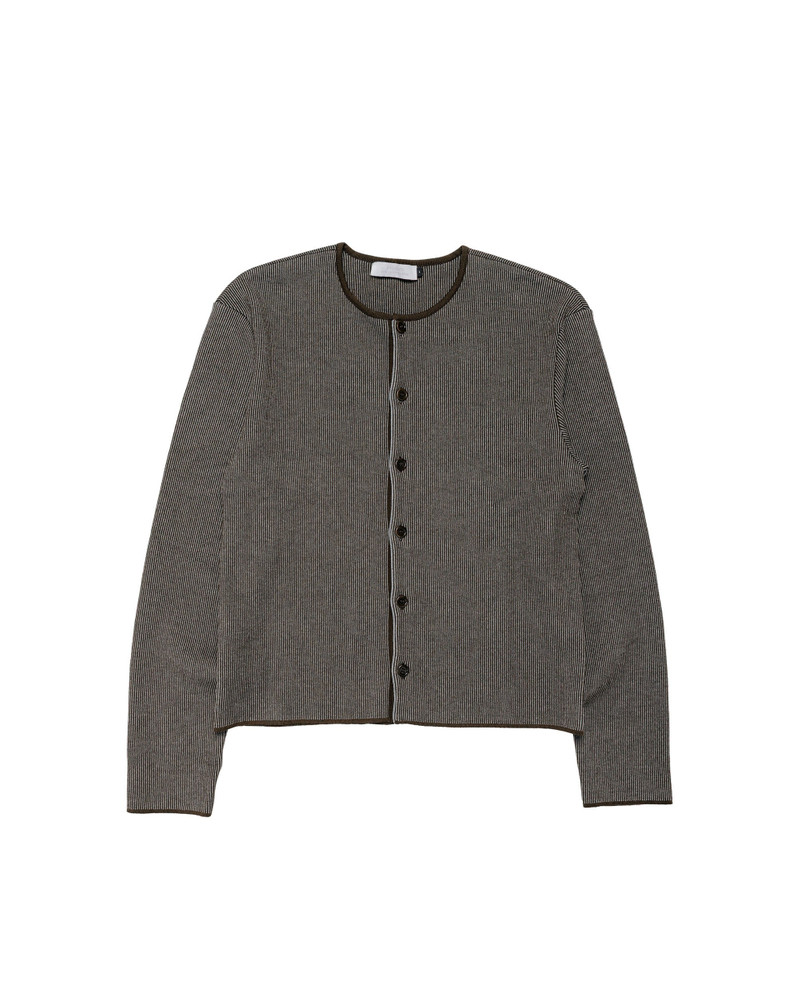 Stripe Button Up Cardigan Brown 1