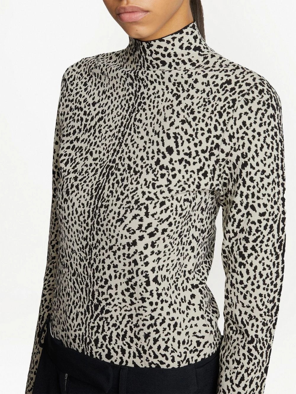 leopard print mock neck jumper - 5