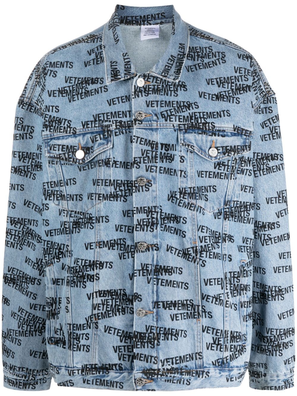 logo-print stonewashed denim jacket - 1