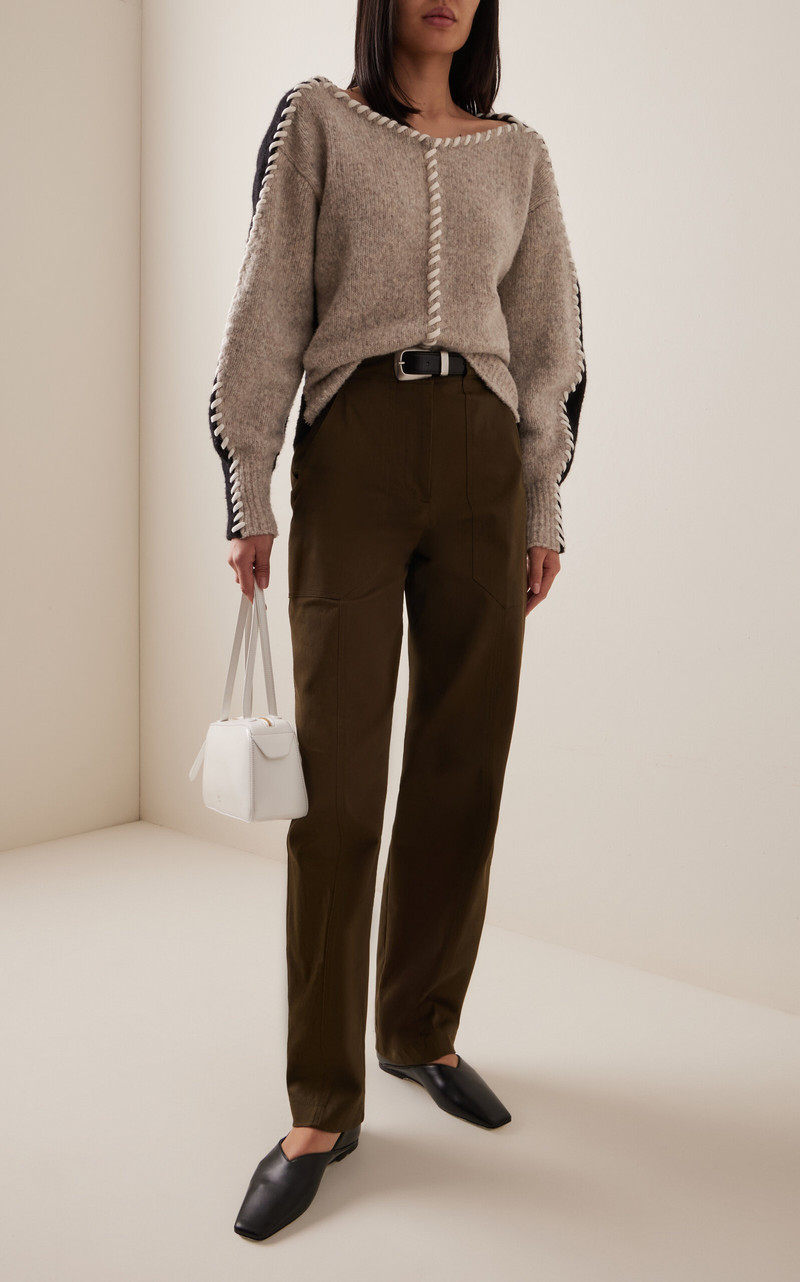 AISLING CAMPS Whip-Stitched Wool-Blend Knit Sweater grey outlook